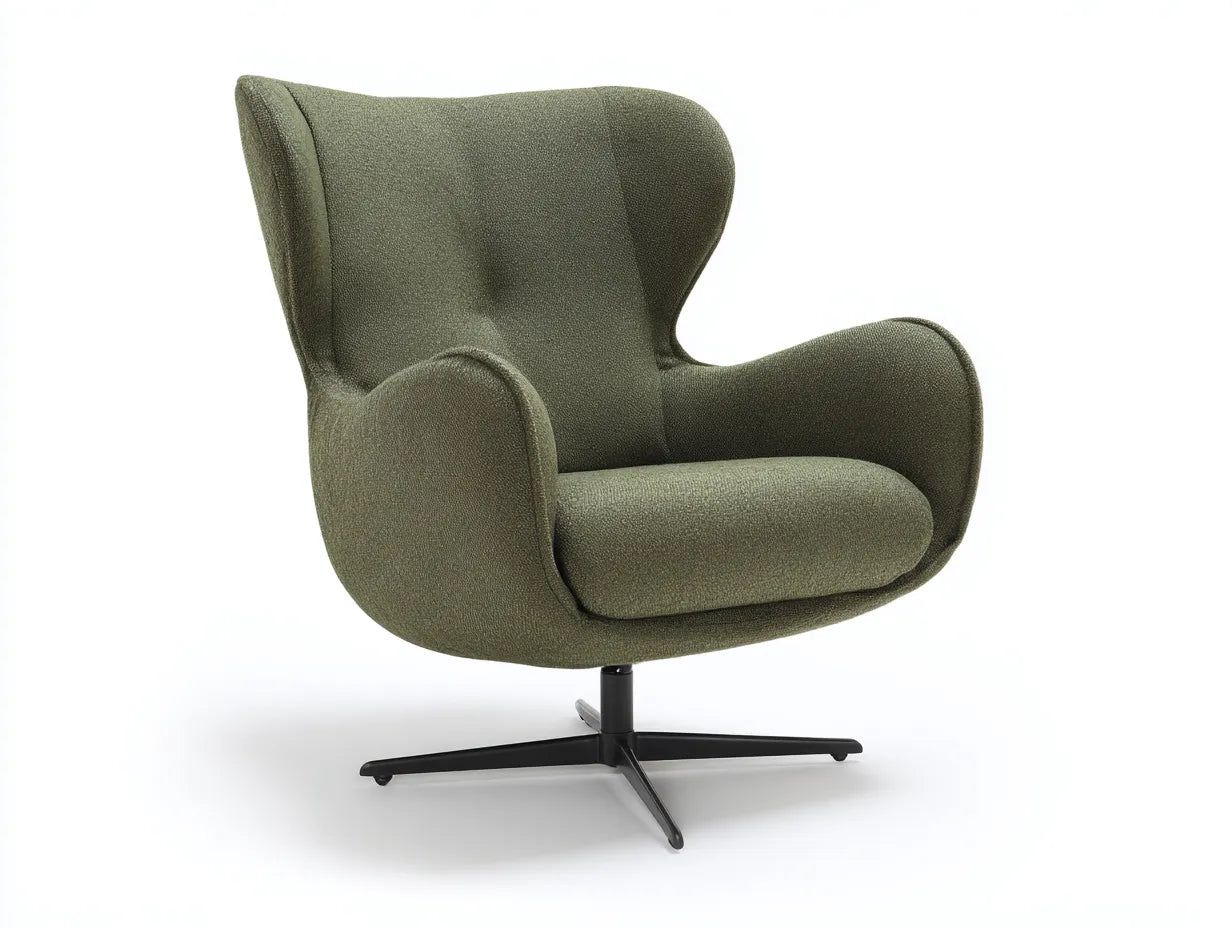 Sessel Stoff 82×86×102 cm Olivgrün - drehbares Gestell für Wohnzimmer