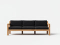 3-Sitzer Sofa 216×82×80 cm – Schwarz Natur – Holzrahmen für Wohnzimmer