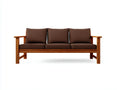Wohnzimmer Sofa Holzrahmen Stoffpolster 218×86×80 cm - Braun - zeitloses 3-Sitzer Design