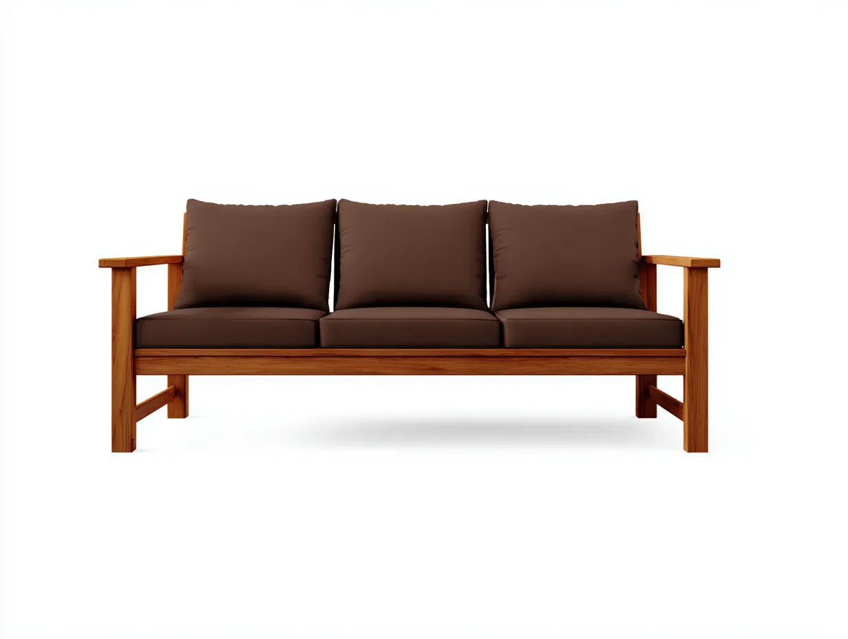 Wohnzimmer Sofa Holzrahmen Stoffpolster 218×86×80 cm - Braun - zeitloses 3-Sitzer Design