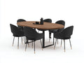 Tisch- und Stuhlset Holz und Stoff 180×100×76 cm Braun/Schwarz - oval für Esszimmer
