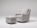Wohnzimmer Sessel mit Fußhocker 142×88×102 cm – Hellgrau Natur – hoher Rücken mit Rundsockel