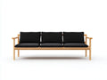 Wohnzimmer Sofa 222×79×78 cm – Schwarz Natur – offener Holzrahmen im klaren Stil