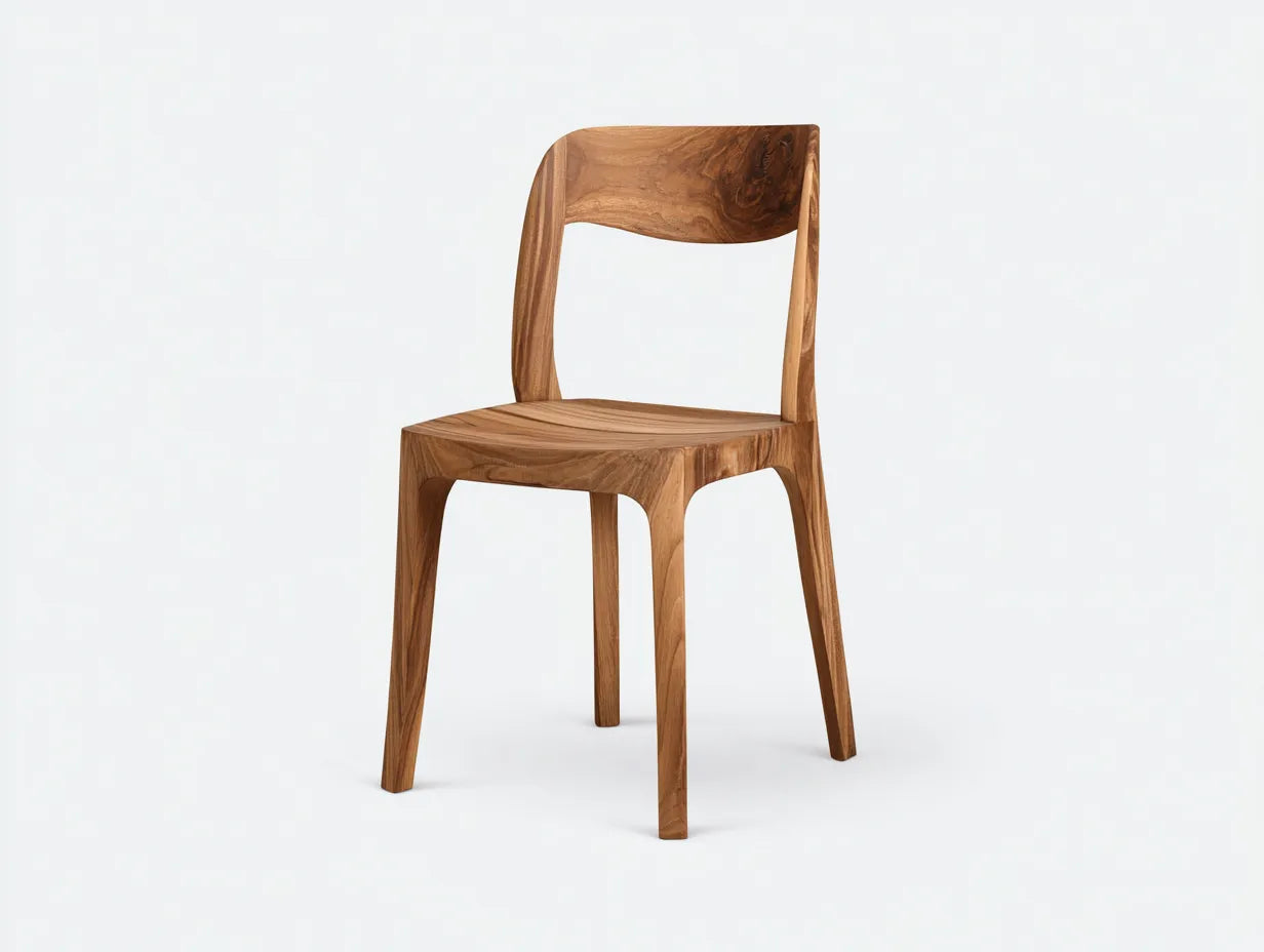 Esszimmerstuhl 48×51×82 cm Massivholz Braun - ergonomisch geformter Holzsitz