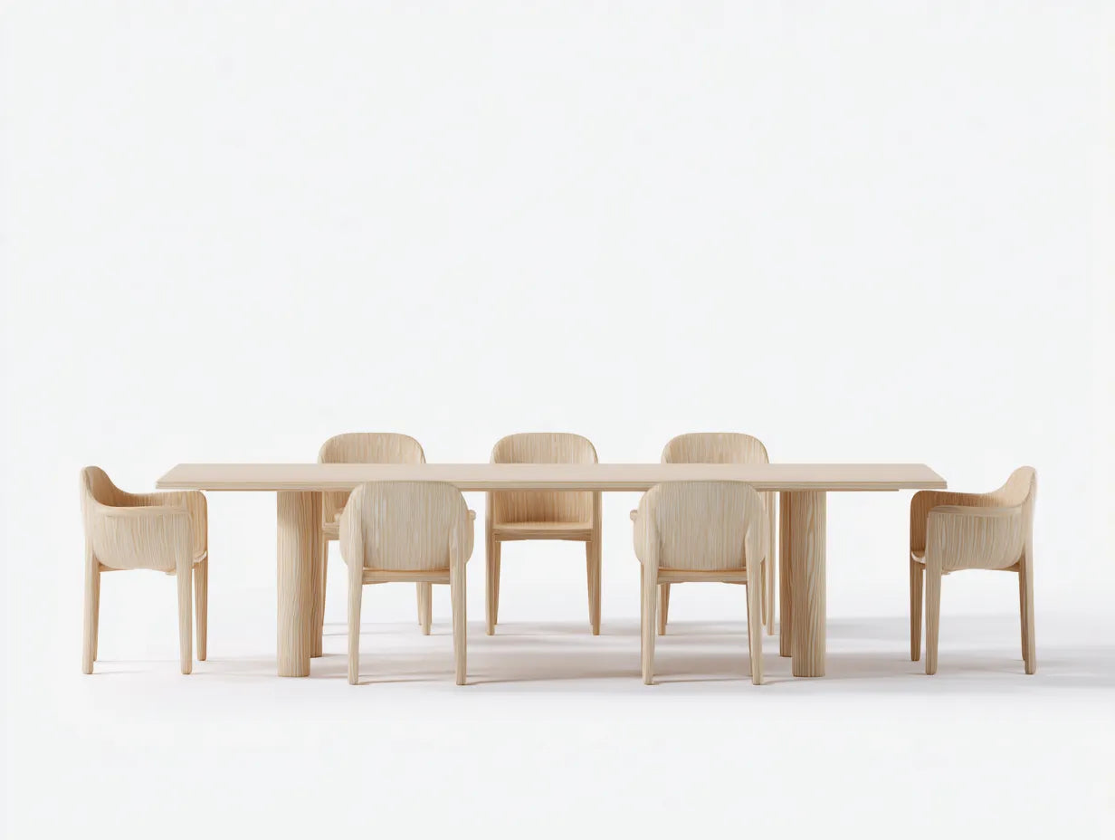 Tisch- und Stuhlset 220×100×75 cm Holz Natur - minimalistisches Esszimmerensemble