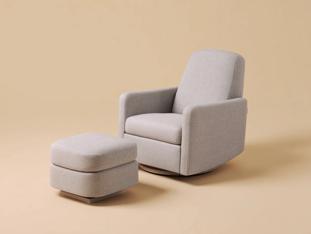 Wohnzimmer Sessel Stoffbezug mit Hocker 78×85×98 cm - Hellgrau - moderner Relaxsessel