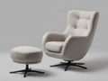 Sessel mit Fußhocker 82×88×108 cm Stoff Hellbeige - hohe Rückenlehne und Drehfunktion