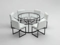 Tisch- und Stuhlset Glas und Metall 140×140×75 cm Transparent/Weiß/Schwarz - großzügig für Esszimmer