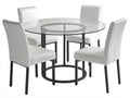 Tisch- und Stuhlset Glas und Metall 120×120×75 cm Transparent/Weiß/Schwarz - rund für Esszimmer