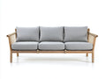 Sofa 218×82×78 cm Stoff und Holz Grau/Natur - offene Seitenstruktur im modernen Stil