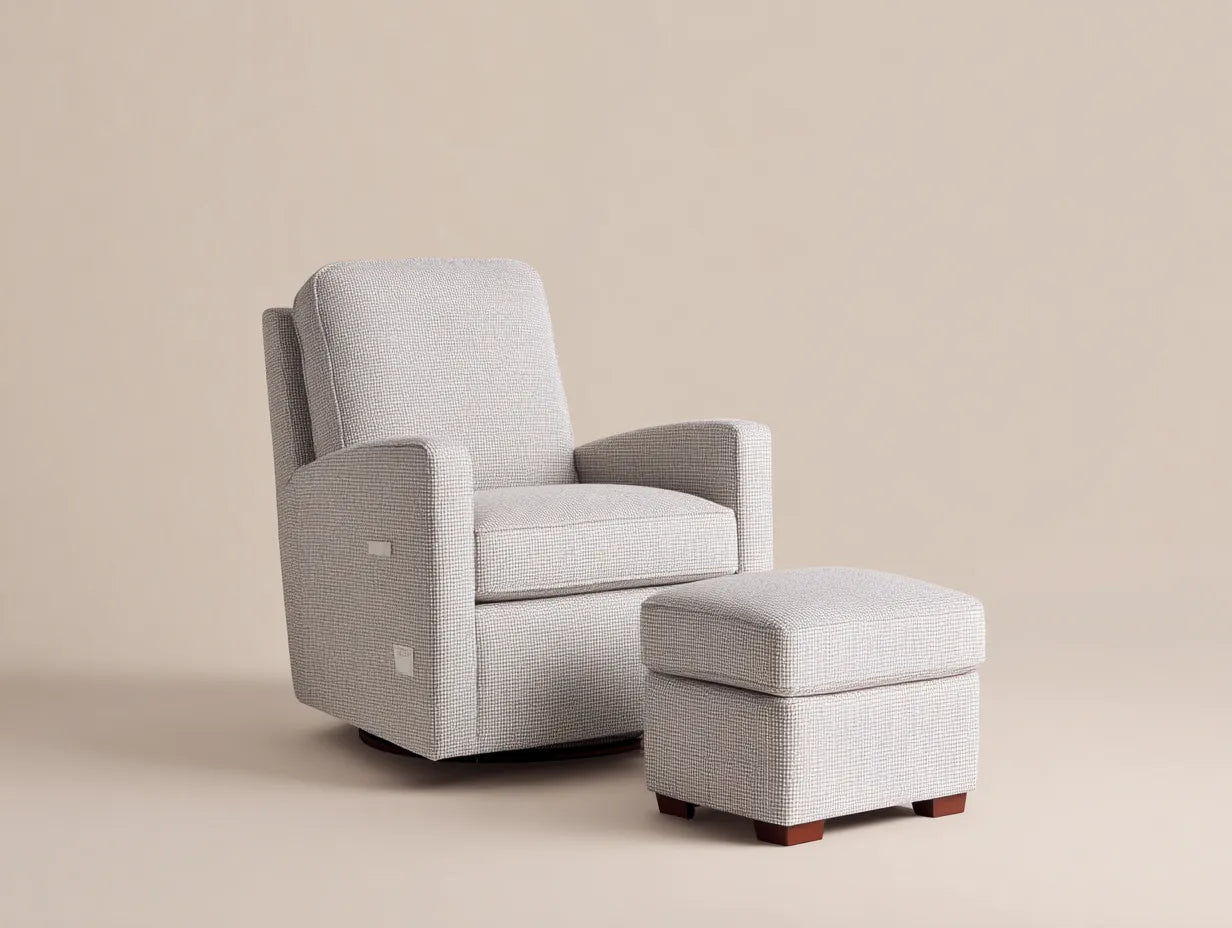 Wohnzimmer Sessel Stoffpolster mit Fußhocker 80×88×100 cm - Hellgrau - komfortabler Loungestil