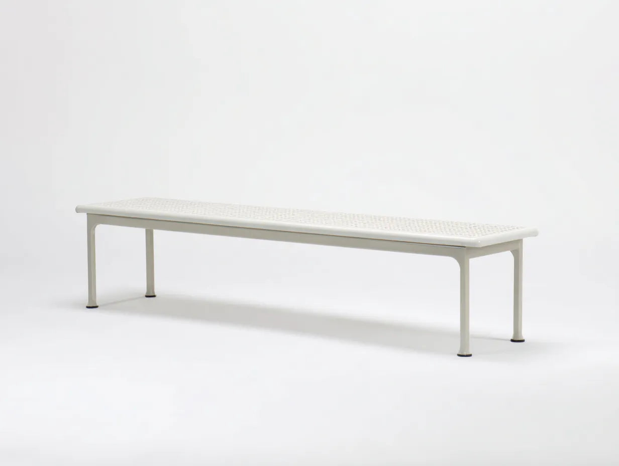 Gartenbank Metall 180×42×45 cm Weiß - minimalistische Sitzbank für den Außenbereich