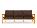 Wohnzimmer Sofa 224×86×80 cm – Dunkelbraun Natur – schlanke Holzoptik
