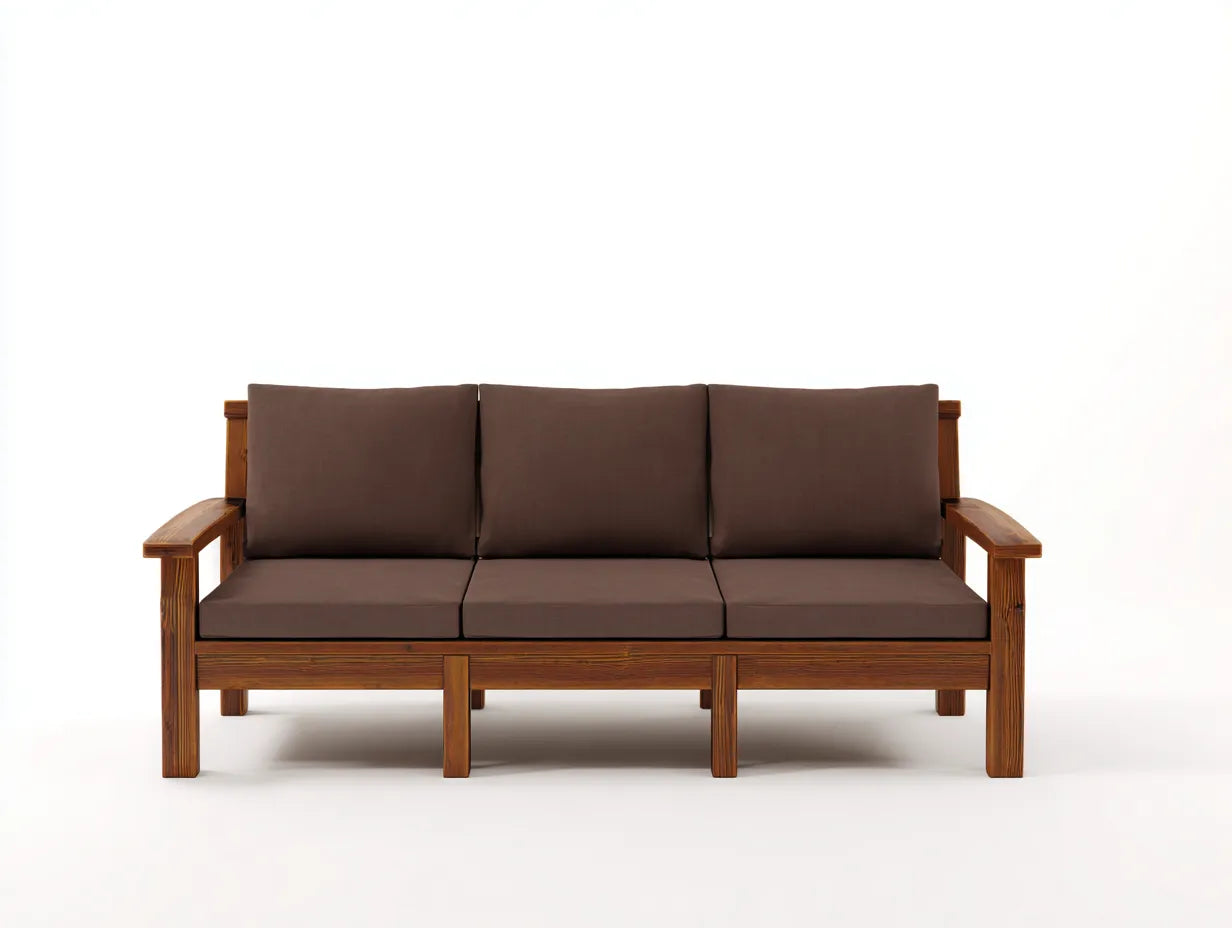 Wohnzimmer Sofa Holzgestell Stoffbezug 220×90×82 cm - Braun - minimalistischer Wohnstil