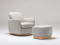 Wohnzimmer Sessel mit Fußhocker 144×86×88 cm – Hellgrau Natur – kompakte Rundform mit Holzsockel
