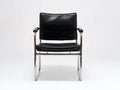 Esszimmerstuhl 58×58×82 cm Leder Schwarz/Silber - Freischwinger mit Armlehnen