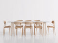 Tisch- und Stuhlset Holz 220×95×76 cm Weiß/Hellbraun - geradlinig für Esszimmer