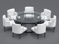 Tisch- und Stuhlset 150×150×75 cm Glas Metall Weiß/Schwarz - 8-teiliges rundes Esszimmer Set